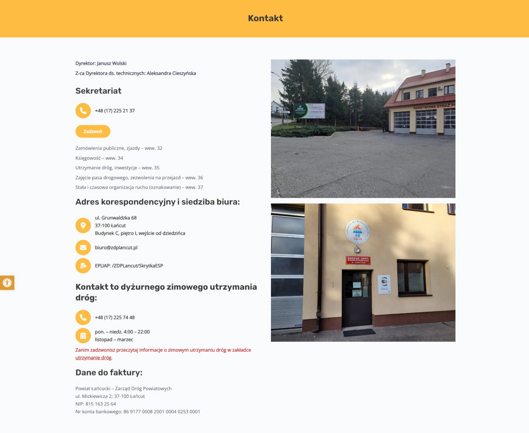 Sekcja na stronie Kontakt