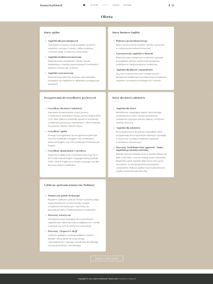 kreatywne wsparcie portfolio Joanna Kędziorek Oferta